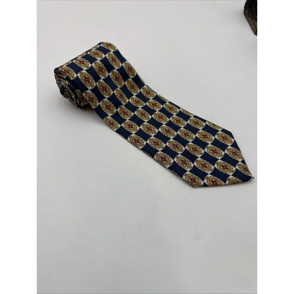 Robert Talbott Best Of Class Nordstrom Tie Blue Gold Heraldic Medalion USA 58
